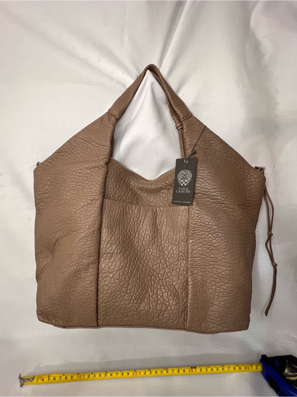 Vince Camuto Pebbled Leather Hobo Bag - Taupe Brown